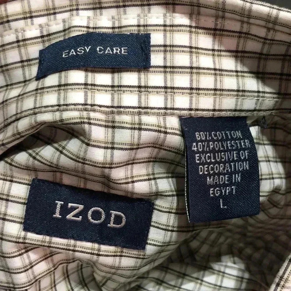 Izod Easy Care Checkered Cotton polyester, logo chest pocket tailored shirt - Picture 7 of 7